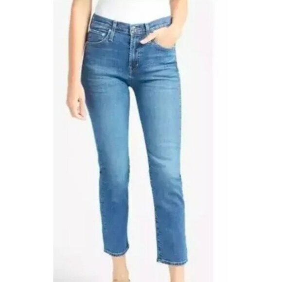 Edwin Elin Crop Straight Jeans Size 28 Ambition Blue Denim Womens $178 NWT - Picture 1 of 12